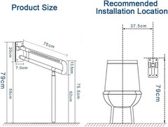 Flip Up Toilet Grab Bar Rail 29.5″ Foldable Handicap Bathroom Safety Support