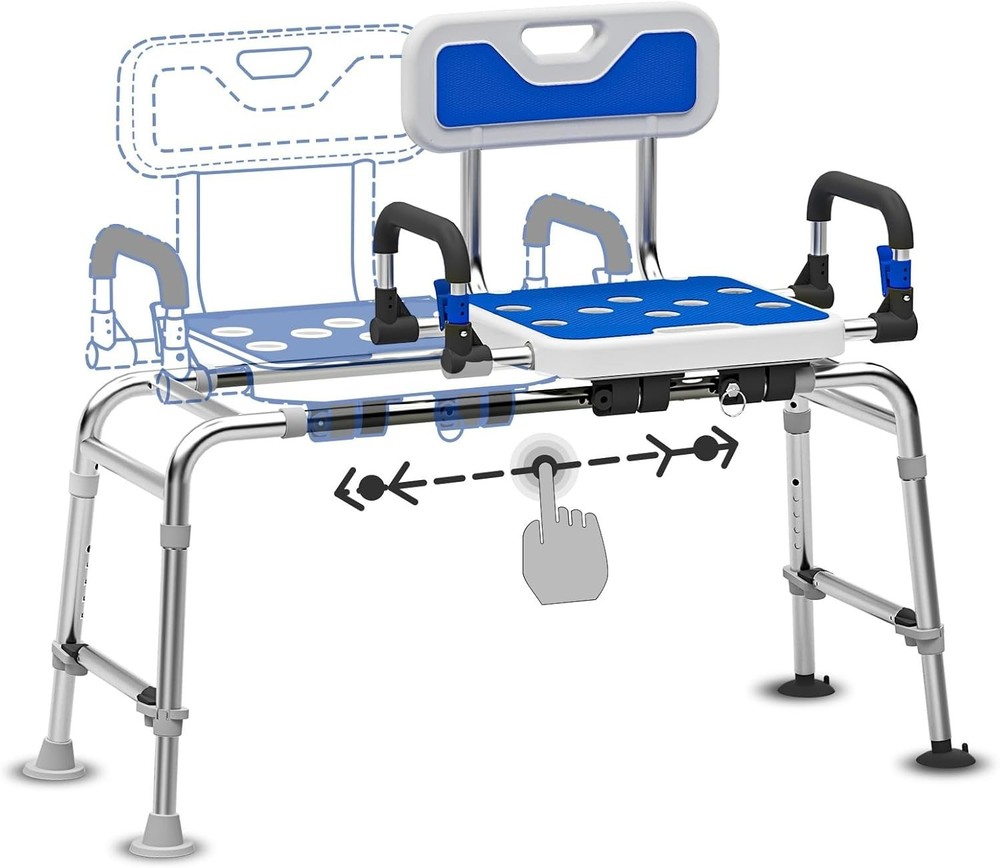 Uimoso Sliding Tub Transfer Bench Shower Chair w/ 360 Degree Swivel Seat 400LBS