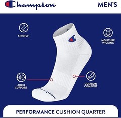 Men’s Cushioned Quarter Socks-Pack – Moisture-Wicking Athletic 6-12 6 White