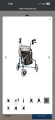 NOVA 3-Wheel Rollator Walker, Sky Blue, Seat, Basket, Handbrakes Adult/Senior