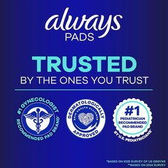 Always Maxi Pads Size 4 Overnight Absorbency Unscented with Wings, 33 Count