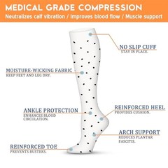Compression Socks for Large-X-Large 032 Black/Grey/Black/Nude/White/Black
