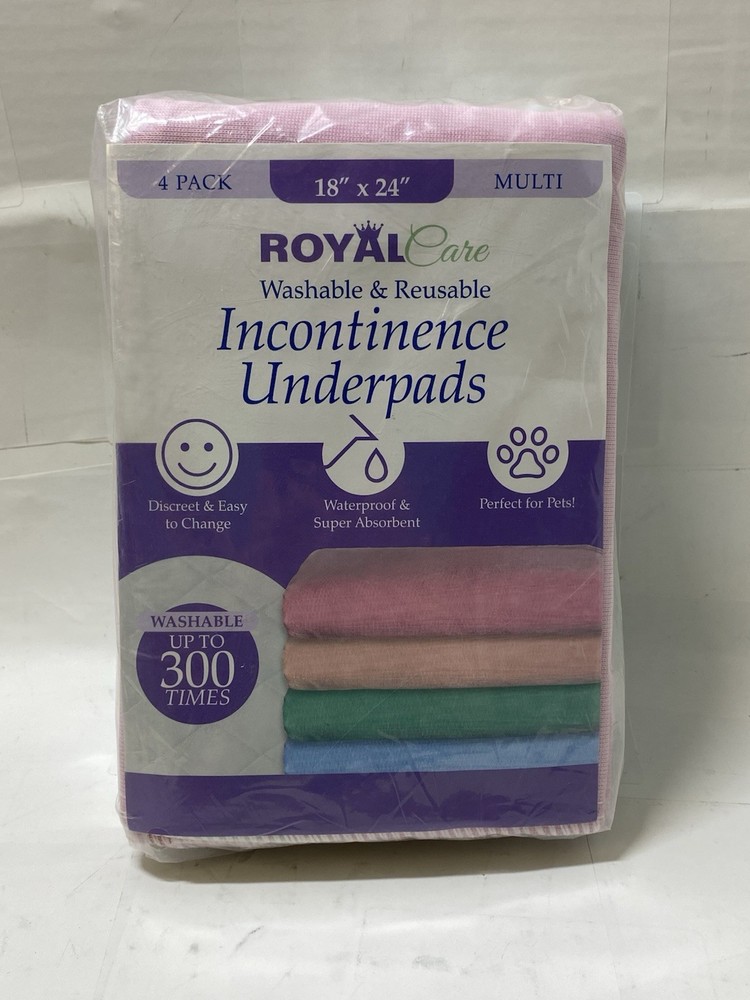 Royal Care Absorbent Waterproof Washable Underpads- 300 Washes – 18”x24”