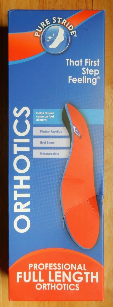 New Pure Stride Professional Full Length Foot Orthotics M 8 – 8.5, W 10 – 10.5