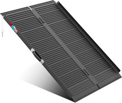 2/3/4/5/6/7/8FT Black Home Wheelchair Ramp Non-Skid Folding Aluminum Ramps Steps