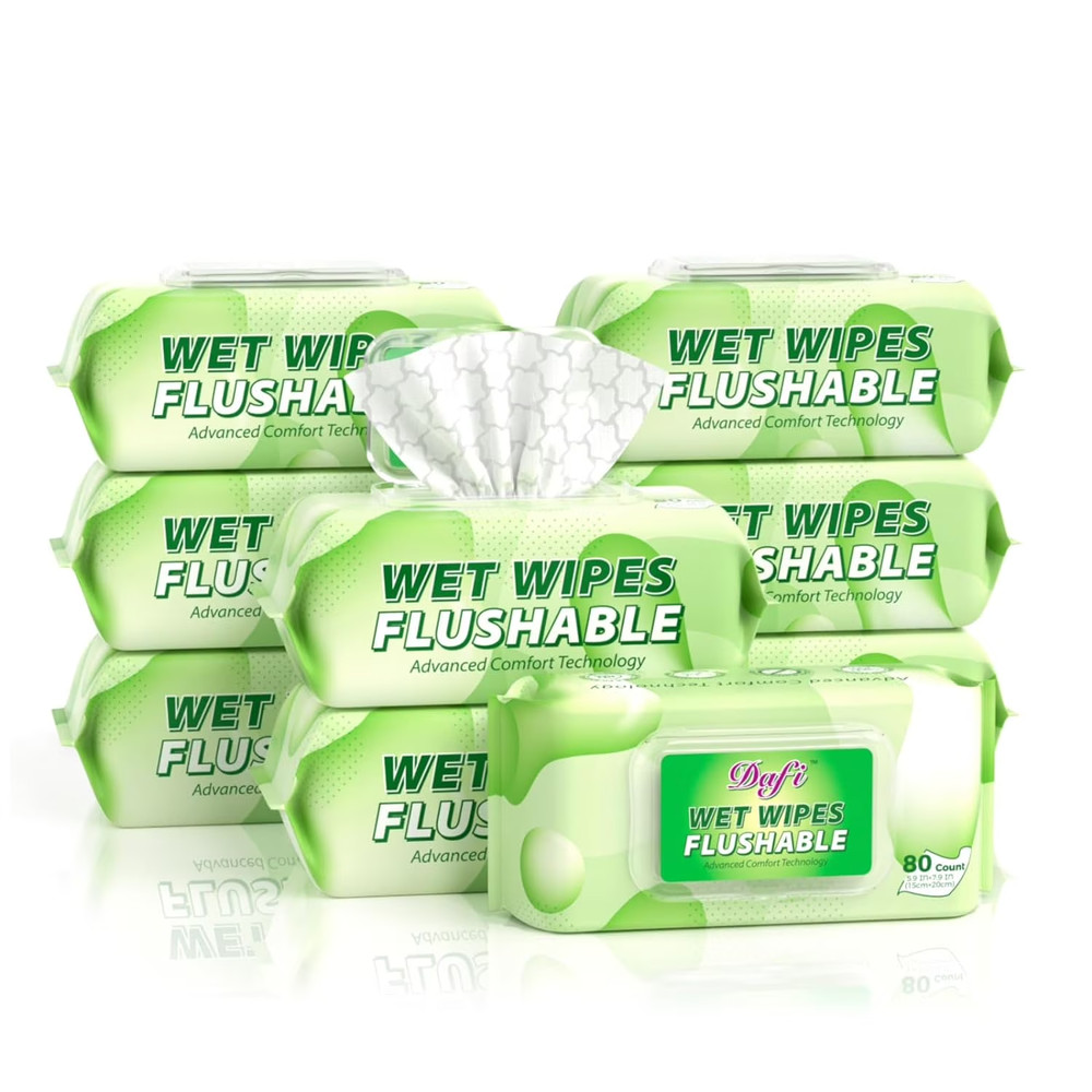 DAFI Flushable Adult Wet Wipes Unscented Septic Safe 720 Count