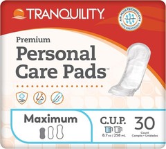 Tranquility Premium Personal Care Pads, Max Absorbency, 12 inch, 30 Count