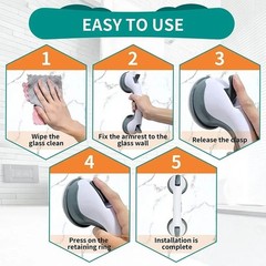 1/2Pack Shower Grab Bar 12 Shower Suction Bar Handle Bathroom Safety Grip Handle
