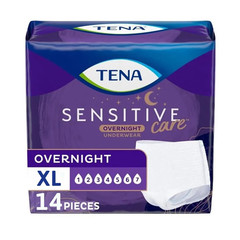 TENA Sensitive Care Overnight Underwear XL 14 Count (Waist size 39in-52in)