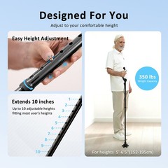REHAND Adjustable Walking Cane for Seniors Adults – Ergonomic Anti-Slip Grip