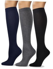 Women’s Soft Combed Cotton Knee Medium-Large Assorted Black Gray Navy Blue