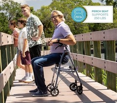 STANDER Wonder Space Saver Rollator w Seat in Black Walnut 4250-BW New Open Box