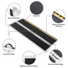 6FT New Aluminum Folding Mobility Design Slip Resistant Surface Wheelchair Ramp