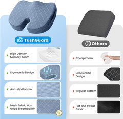 Office/Car Seat Cushion, Non-Slip Sciatica & Back Coccyx Tailbone Pain Relief Ch