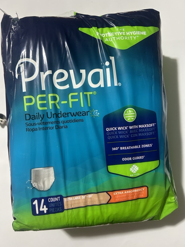 Prevail Per-Fit Incontinence Pants XL 58″-68″ Extra Absorbency Breathable 14ct
