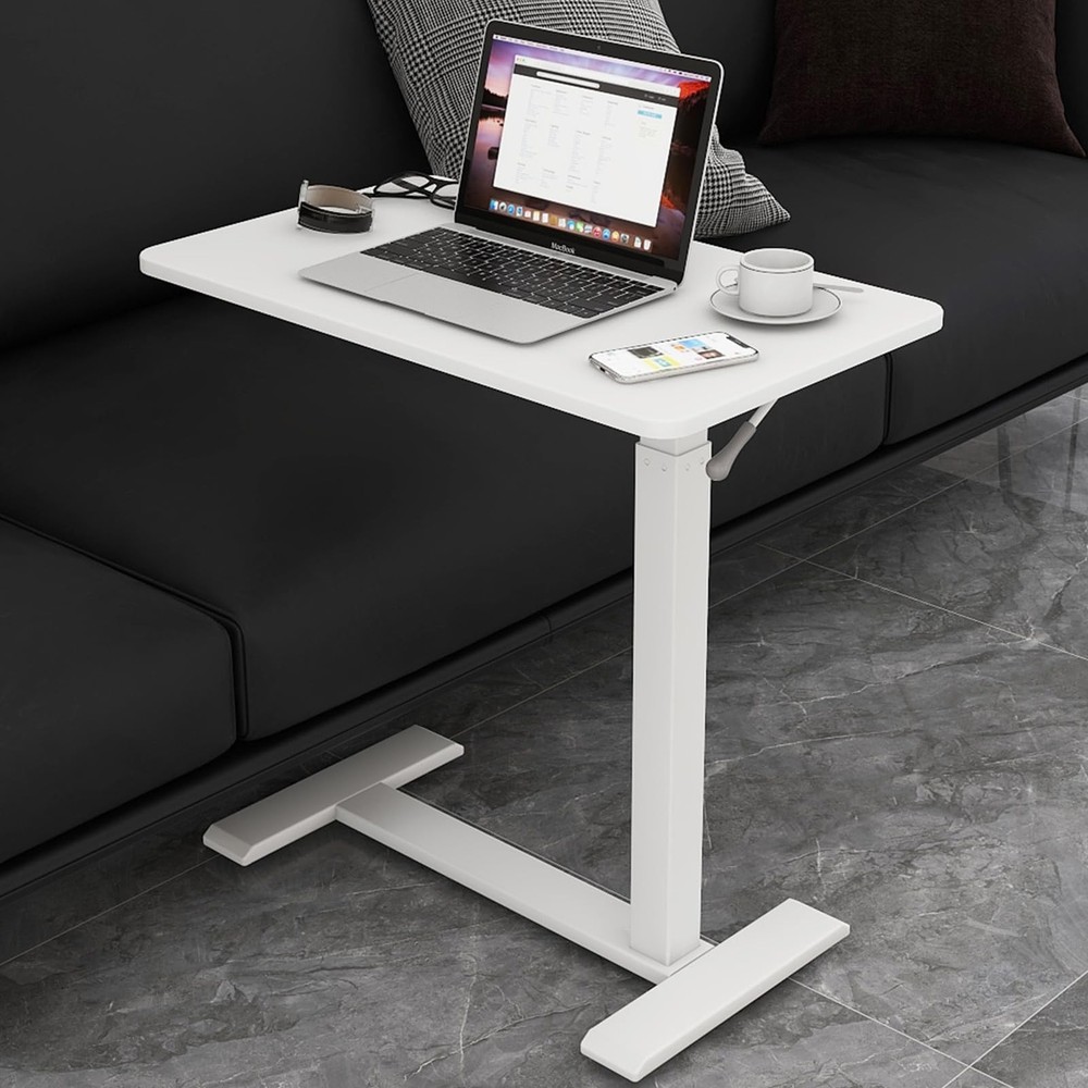 26″ Overbed Table with Hidden Wheels Pneumatic Adjustable End Table