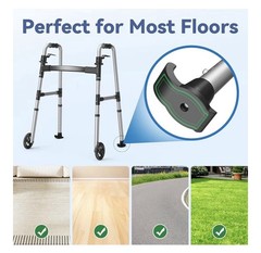 Lightweight Folding Walker w/ 5” Wheels & Skis Adjustable Height 350 lb Black