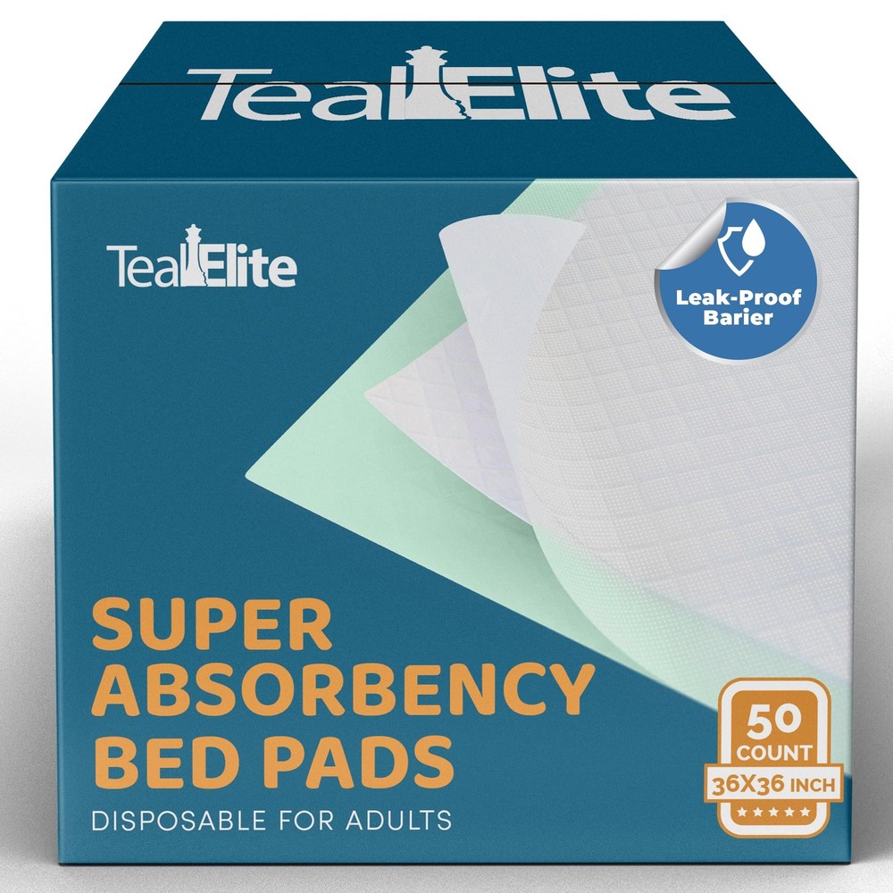 Teal Elite Chucks Pads Disposable Adult 36 x 36, 50 Count 36×36, Light Green