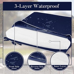 Basic Beyond Outdoor Chair Cushions for Patio Furniture, 19x19x3, Navy/White