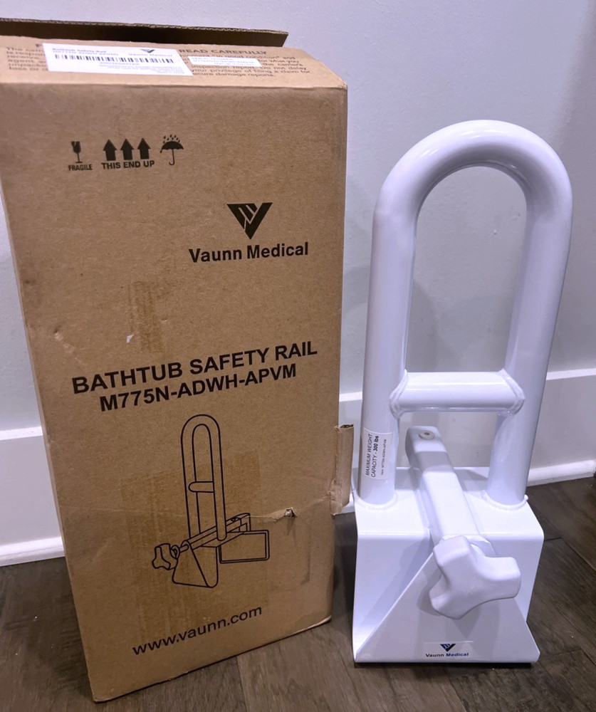 Vaunn Medical Bathtub Safety Bar Bathtub Rail Grab White Bathroom Shower Handle