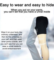 Male Wearable Incontinence Pants Urinal Leg Bag Silicone Urine Funnel Collector