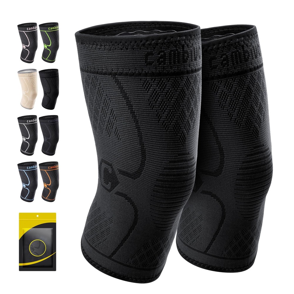 CAMBIVO 2 Pack Knee Brace, Compression Sleeve Support for Small, Black