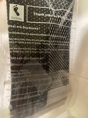 DocSocks- 1 Pair Black Compression Toeless Ankle Sleeves Socks New!