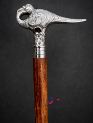Victorian Antique Brass Hercules Swan Handle Walking Stick wooden Walking Cane