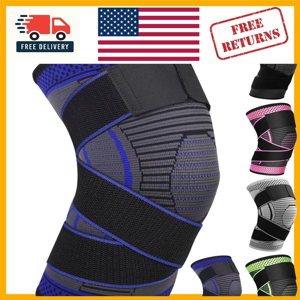 Dark Blue Compression Knee Brace for Meniscus Injury – X-Large Anti-Slip Design