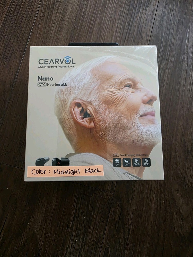 Cearvol Nano OTC Hearing Aids Invisible ITC UV Cleaning 54+Hr Battery