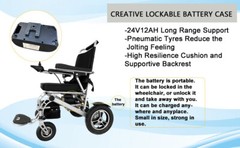 Silver Foldable Aluminum Electric Wheelchair Max300lbs Dual Motor24V12AH Battery