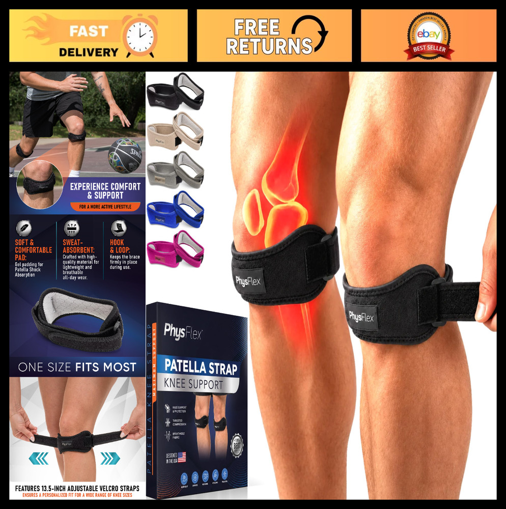 2 Pack Knee Brace Support Straps – Patellar Tendon Relief for Jumpers Knee, Tend