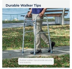 Drive Medical 10200-1 Deluxe 2-Button Folding Walker, Silver Brand New