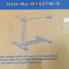 LOCTEC Adjustable Overbed Bedside Table w/ Wheels Pneumatic Adjustable Top