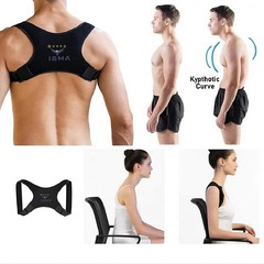ISMA Posture Corrector Adjustable Back Brace Small/Medium (Pack of 1), Black