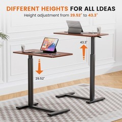 Alpen Adjustable Overbed Table Wheels Rolling Laptop Table Pneumatic Adjustable