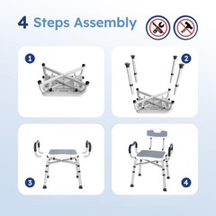 Adjustable Shower Chair W/ Arms & Back Heavy Duty Bathtub Seat Frame 550lbs