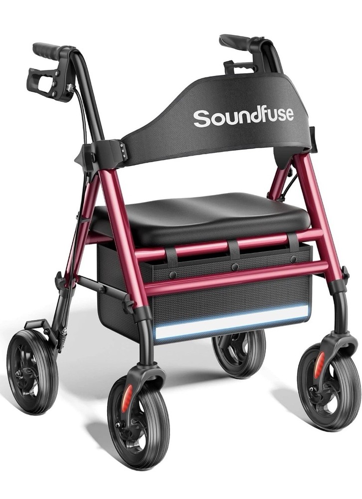 Walkers for Seniors, Rollator Walker with Seat, 8″ All Terrain Wheels, Double Su
