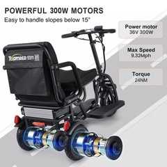 Electric Mobility Scooter 3 Wheel for Adult Senior 300W Dual Motor,CCS‌,3-speed