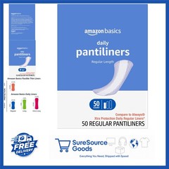 Regular Length Panty Liners 50 Count Thin Absorbent Disposable Unscented Pads