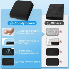 Cooling Gel Memory Foam Wheelchair Cushion | Pressure Relief, Coccyx Support, No