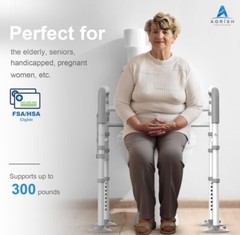 Agrish Stand Alone Toilet Safety Rails – Adjustable Width & Height Fit Any To…