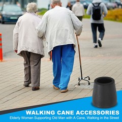 Quad Cane Tips 1-1/8 Inch, 4 Pcs Walking Cane Accessories, Black(Style 1)