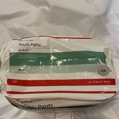 Cardinal Health Youth Pants Wings S/M Unisex, 38-65 Lbs, 17 Ct, Lot Of 4 Packs