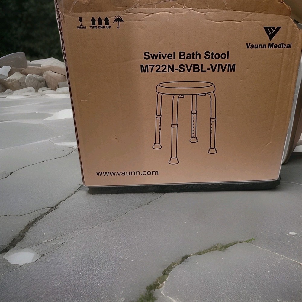 Adjustable Bath Shower Swivel Non Slip Stool Seat Blue Silver Vaunn Medical New