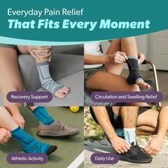 BraceAbility Athletic Ankle Compression Socks for Men and X-Small, Light Blue