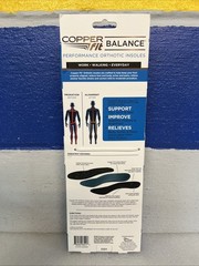 Copper Fit Balance Performance Orthotic Insole Men’s 10.5-12 Womens 11.5-13 New