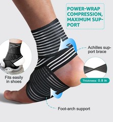 Foot & Ankle Brace 2 Pack, Adjustable Compression Wrap for Men & Women – Helps