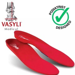 Vasyli Custom Full Length Insoles Red Kids Large Heel Grid Reduces Slippage