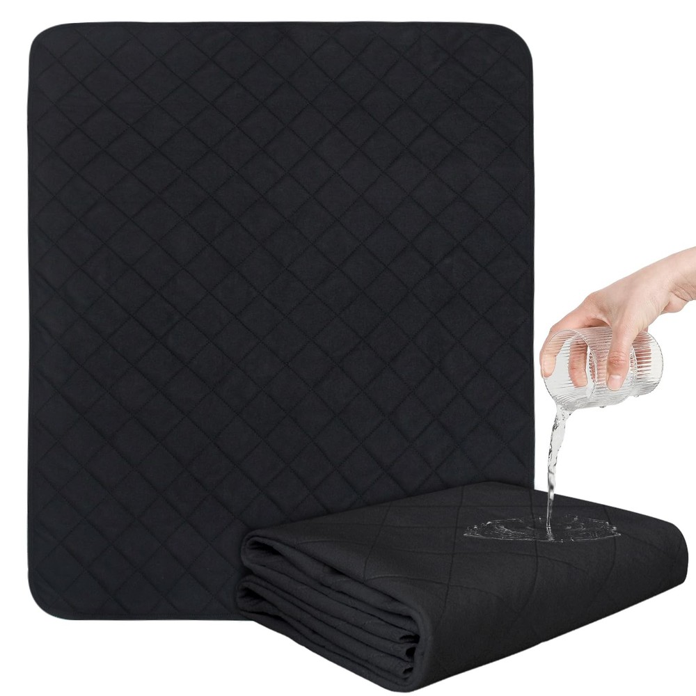 30×36 Inch Washable Incontinence Bed Underpads Waterproof Black Reusable Pad